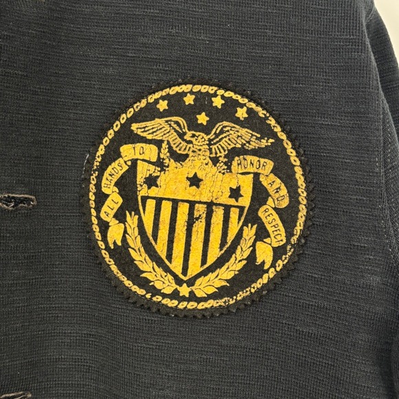 RRL Double RL Ralph Lauren Cardigan Sweater Jacket  M Crest Patch Black Military - Picture 4 of 8